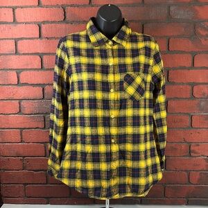 Korus Shirt‎ Womens Small Checkered Faux Fur Lined Button Down